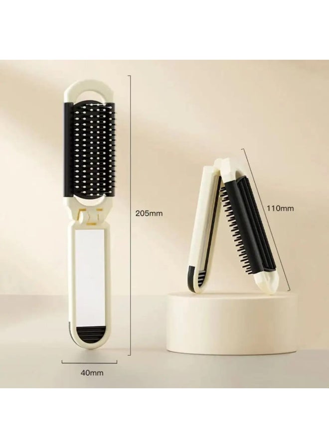 BOLREUS 2-in-1 Foldable Comb With Mirror, Portable Compact Hairbrush, Air Cushion Comb, Anti-Static, Stretchable Design, Mini Airbag Comb - Image 4
