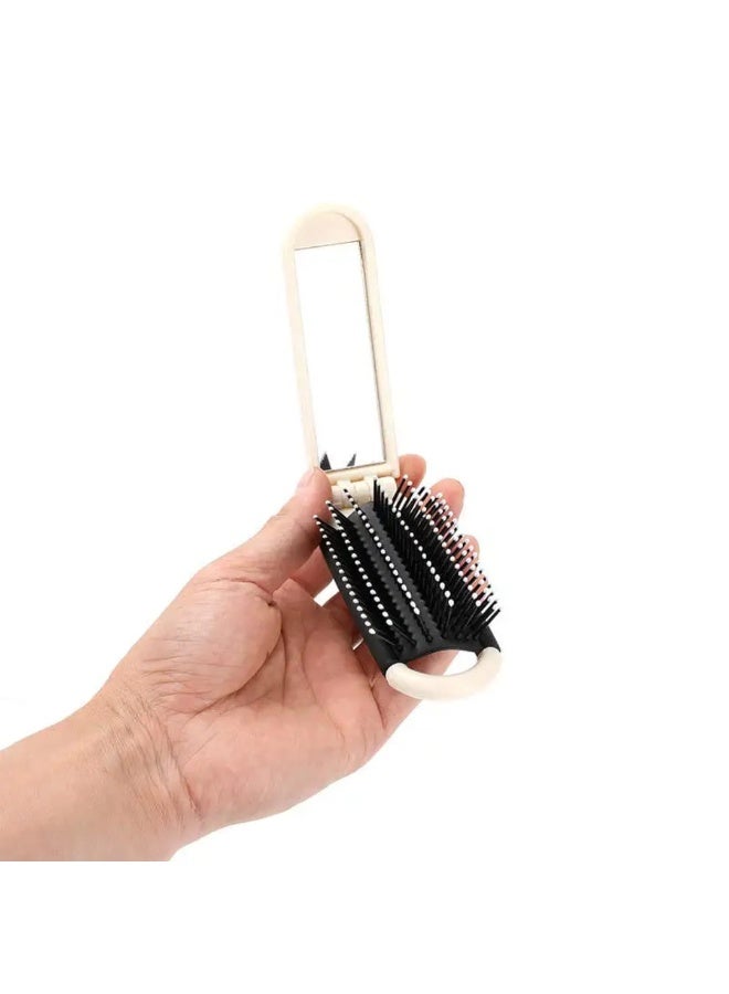 BOLREUS 2-in-1 Foldable Comb With Mirror, Portable Compact Hairbrush, Air Cushion Comb, Anti-Static, Stretchable Design, Mini Airbag Comb - Image 2
