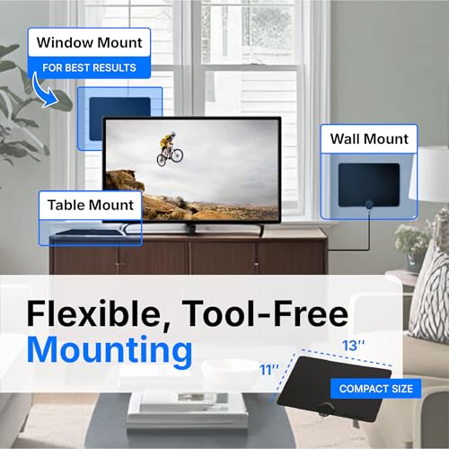 Channel Master FLATenna - Indoor Digital HDTV Antenna, 12' Coaxial Cable, Superior Reception Range & Signal Reliability, Supports 4K Smart TVs, OTA Broadcast & NextGen TV, Easy Install - Image 3