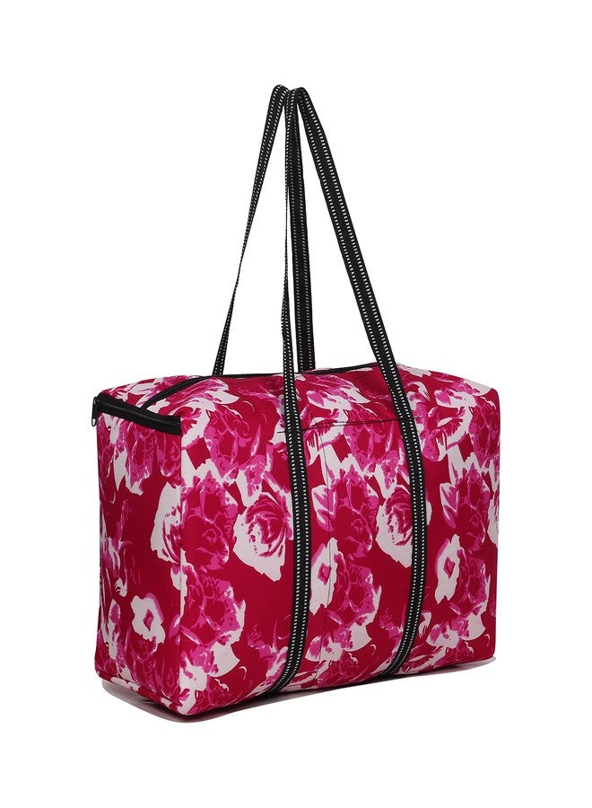 Turtuls Group Girls Pink Flower Bag Man Woman Extra Larze Space Duffles Travel Bag - Image 1