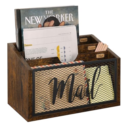 YINMIT Mail Organizer Countertop, Mail Holder, Mail Sorter for Desk, Desktop Mail Basket, Mail Organizer Wall Mounted, Office Desk Organizers and Accessories for File Paper Folder - Image 1