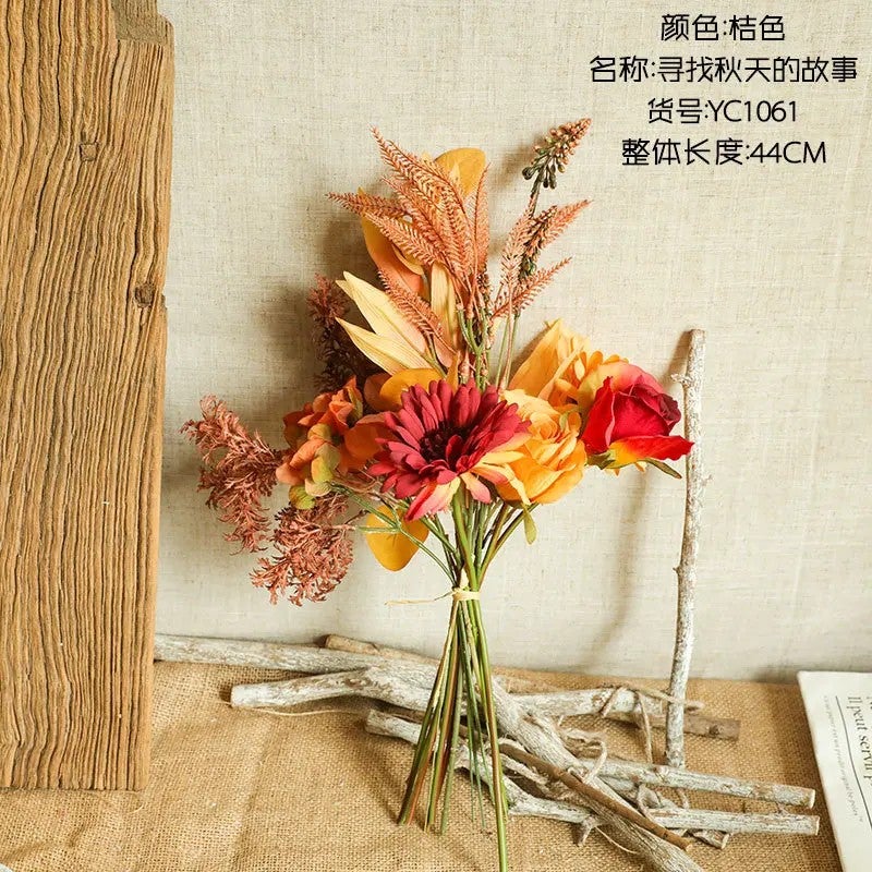 Bluejw Nordic Style Artificial Flower Bouquet with Dried Plants – Autumn Color Greenery for Wedding, Home & Living Room Decor - Image 1