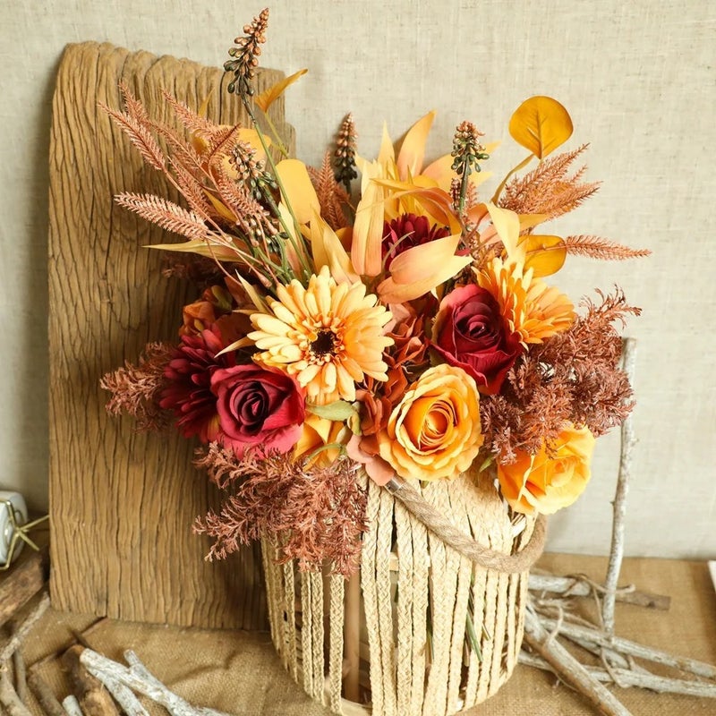 Bluejw Nordic Style Artificial Flower Bouquet with Dried Plants – Autumn Color Greenery for Wedding, Home & Living Room Decor - Image 5