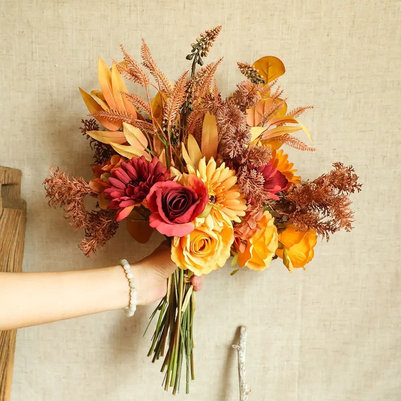 Bluejw Nordic Style Artificial Flower Bouquet with Dried Plants – Autumn Color Greenery for Wedding, Home & Living Room Decor - Image 4