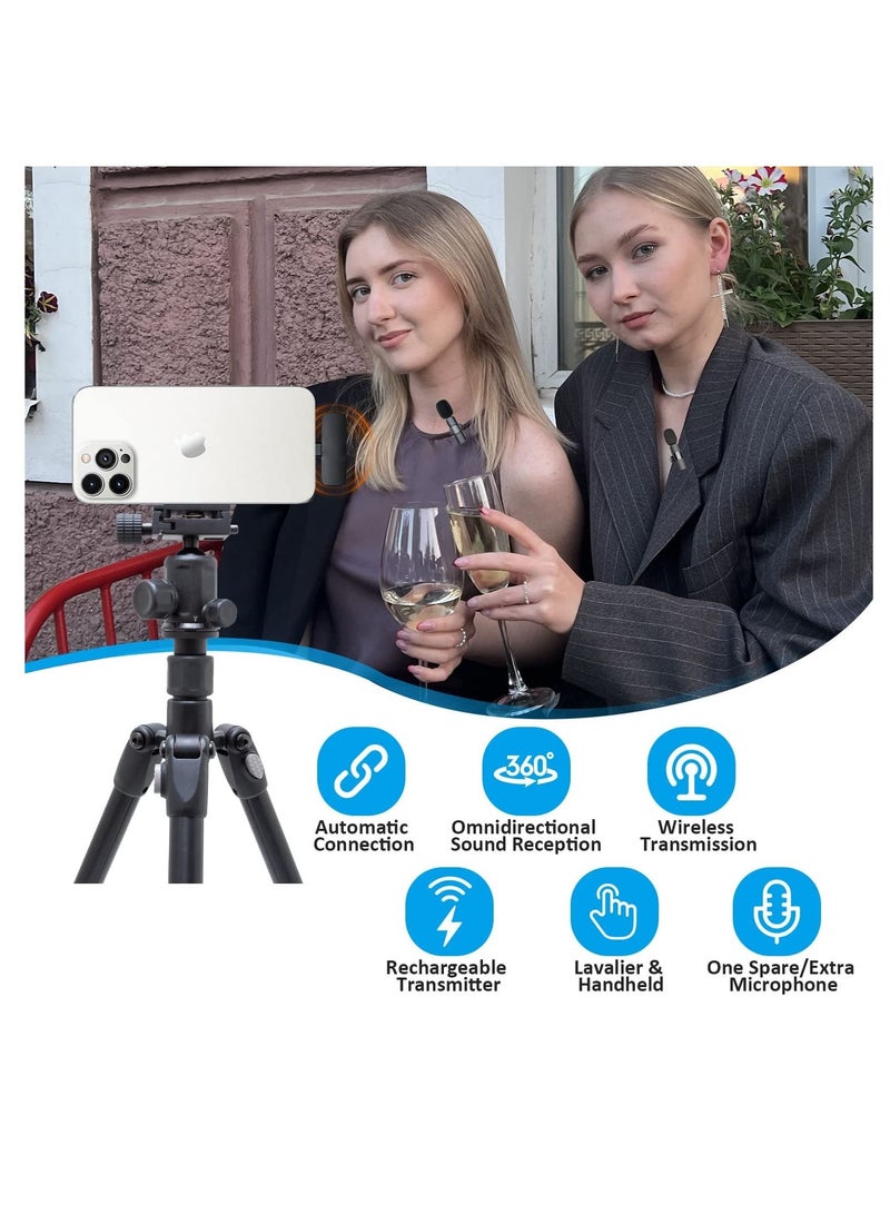 Professional Wireless Lavalier Lapel Microphone for iPhone, iPad - Cordless Omnidirectional Condenser Recording Mic for Interview Video Podcast Vlog YouTube - Image 2