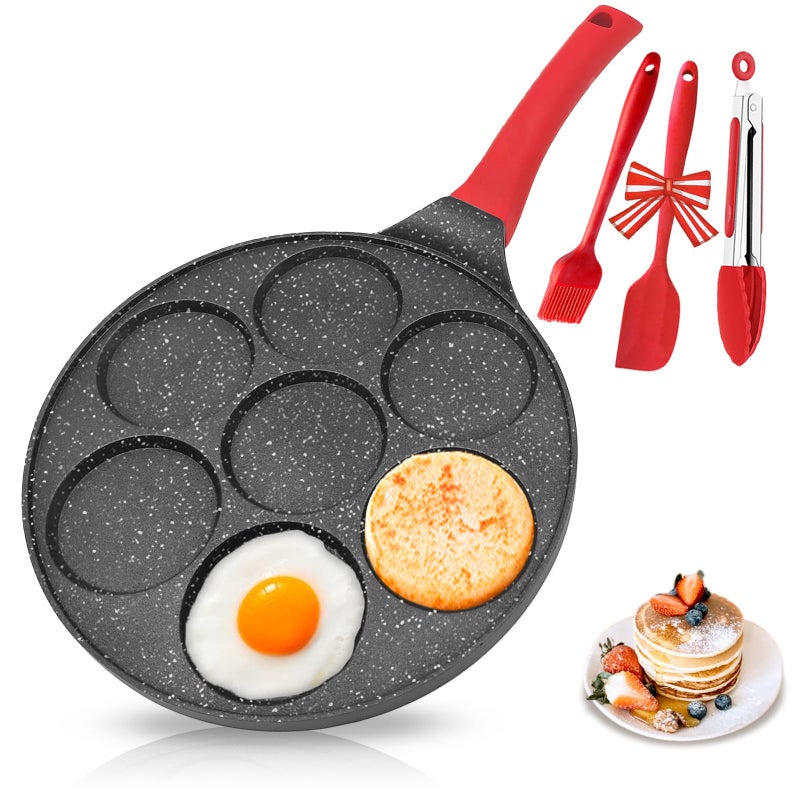 EZJOB Egg Pan Omelette Pan Silver Dollar Pancake Pan for Kids Mini Pancake Maker Nonstick Breakfast Skillet for Pancake Hamburger Sandwiches 