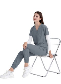 Gasin Medical Scrubs, Women's Medical Scrubs, Grey Medical Uniform, Medical Scrub Sets  - Image 2