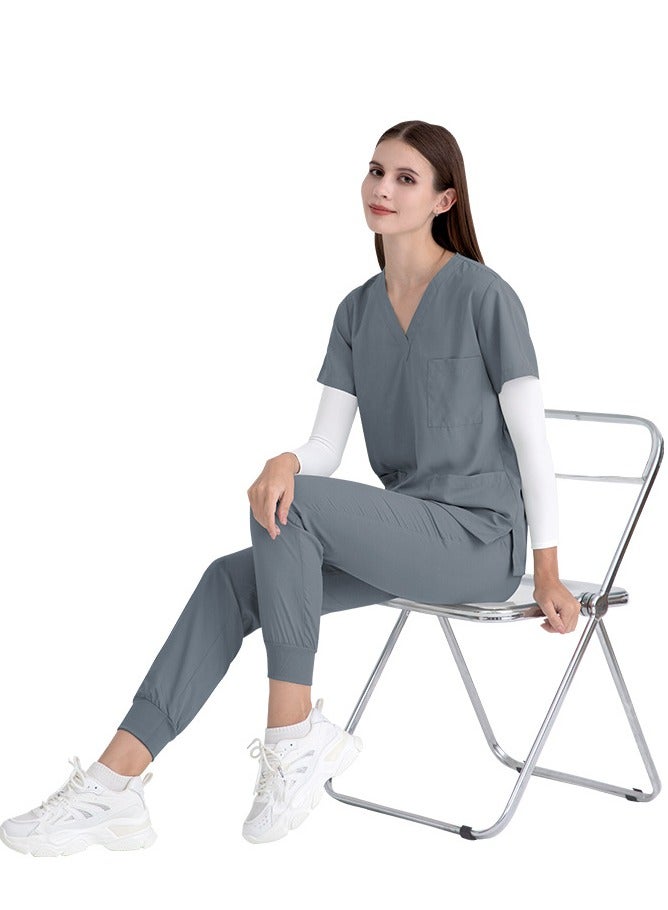 Gasin Medical Scrubs, Women's Medical Scrubs, Grey Medical Uniform, Medical Scrub Sets  - Image 2