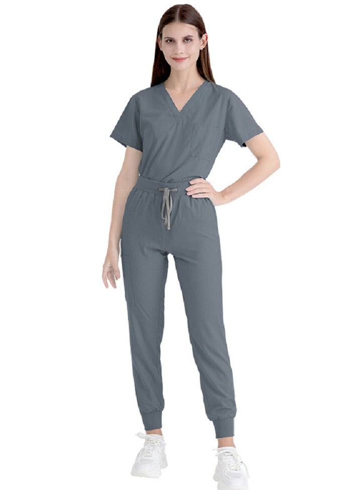 Gasin Medical Scrubs, Women's Medical Scrubs, Grey Medical Uniform, Medical Scrub Sets  - Image 3