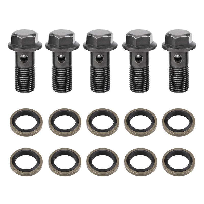 EVGATSAUTO Banjo Bolts Brake Line Fittings Adapter 5pcs Motorcycle Banjo Bolts  Washers for Brake Caliper Master CylinderM101mm