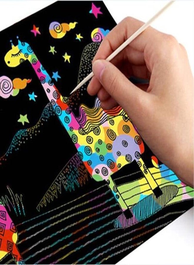 FAVELA Magic Scratch Paper Rainbow Painting, Scratch Painting, Drawing and Crafts Creative Gift for Kids with 1 Wooden Pen, DIY Toy, Party Christmas Birthday Gift. (Pack of 2) - Image 5