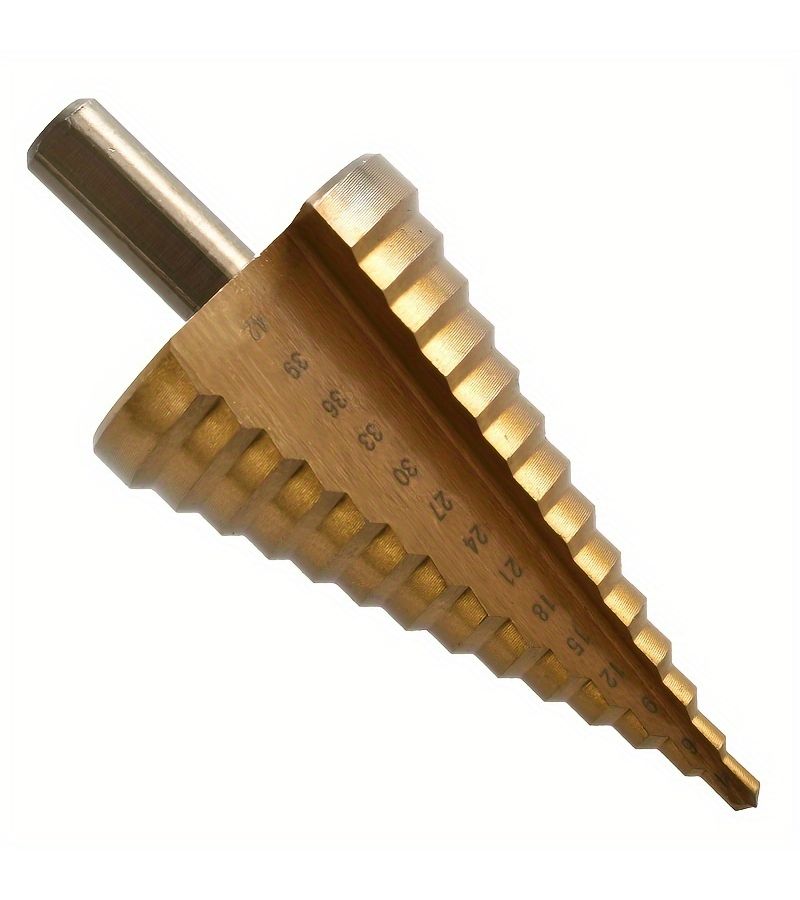 4 42mm Step Drill Bit Coated Pagoda Design Round Shank Multi Purpose For Metal And Woodworking 1pc - Image 5