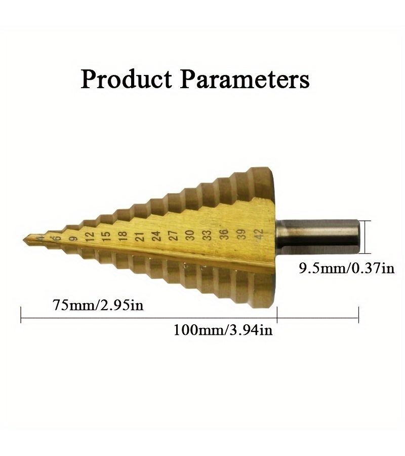 4 42mm Step Drill Bit Coated Pagoda Design Round Shank Multi Purpose For Metal And Woodworking 1pc - Image 4