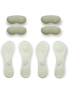 CaserBay CB Suede Sponge Inserts Invisible Slim Insoles Liners, Ball of Foot Pain Relief Cushion, Arch Pain Barefoot Support, 3/4 Length for Women's Shoes 5-7, 2 Pairs Insole & 2 Pairs Heel Grip, Off-White 