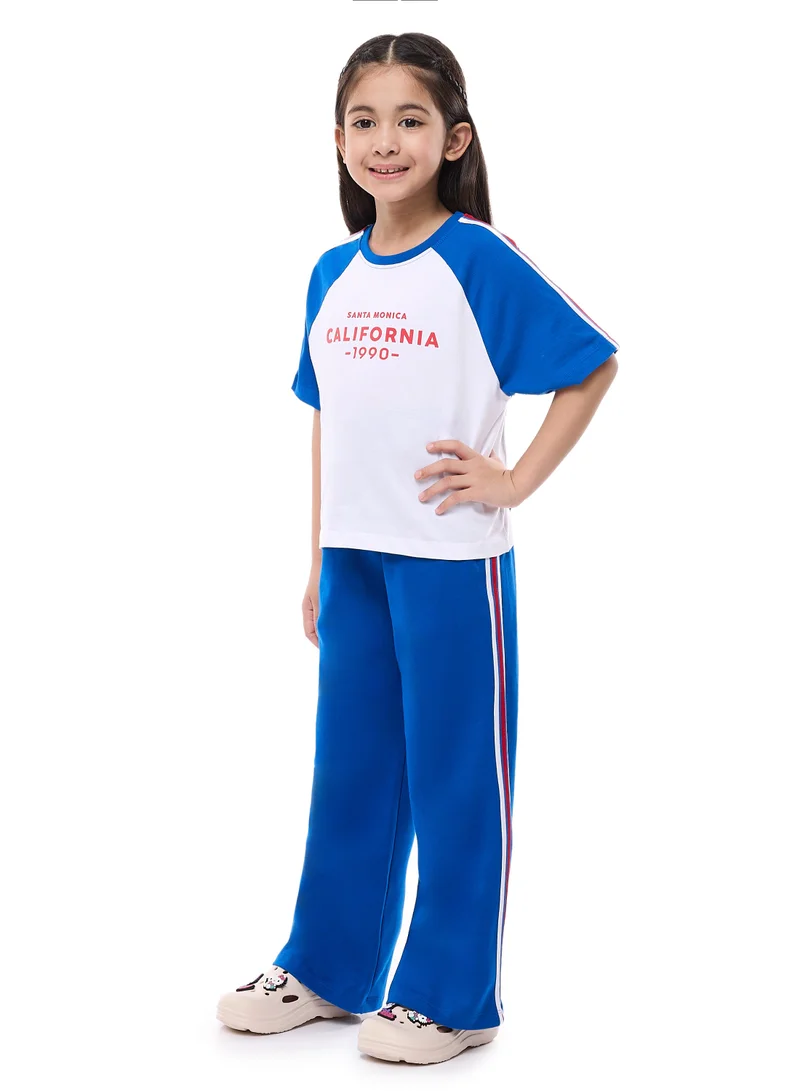 victor and jane victor and jane girls 2 pc set - Embellished top with Matching straight pants with Tape Detail