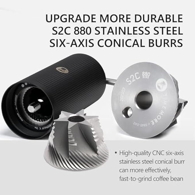 TIMEMORE Manual Coffee Grinder Stainless Steel Conical Burr Coffee Grinder With Capacity 20G Numerical External Adjustable Setting Espressp Grinder For Travel Camping Home Chestnut Xlite Black - Image 4