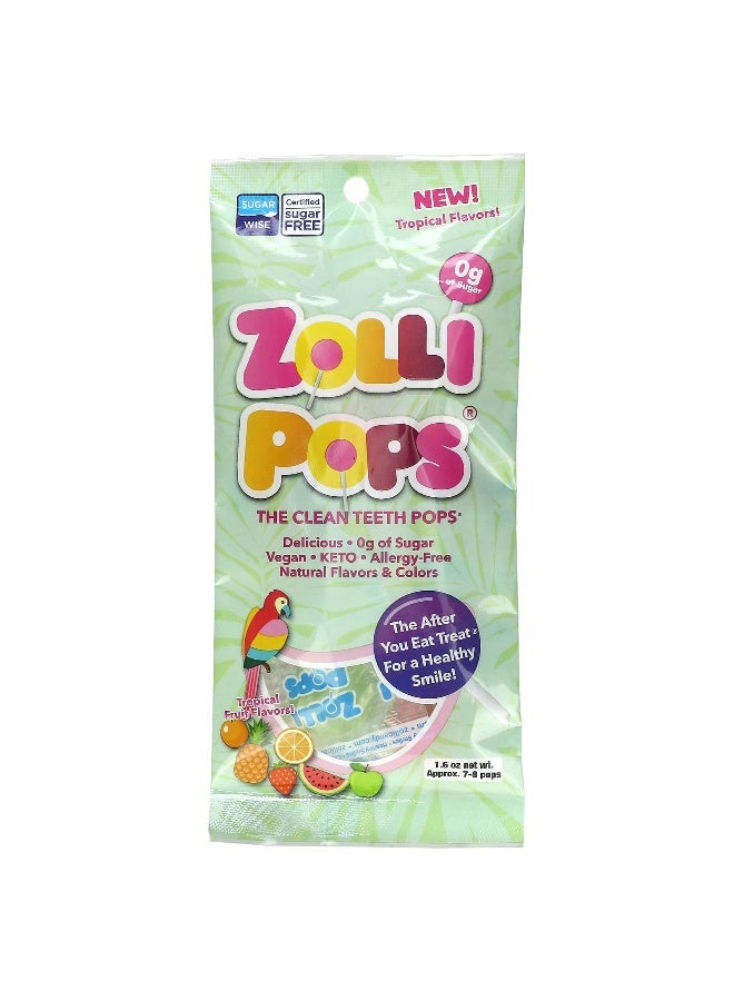 ZOLLIPOPS Zollipops, Zolli Pops, The Clean Teeth Drops, Tropical Fruit, Approx. 7-8 Pops, 1.6 oz - Image 1