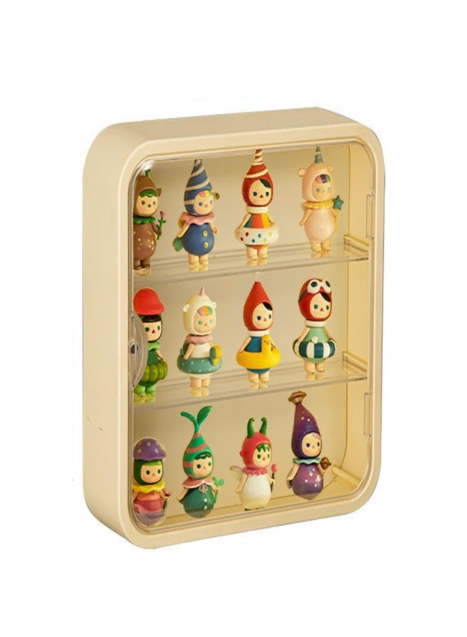 WMM Clear Display Case for Figures, Wall-Mounted Doll Storage Box, Adjustable Display Stand with Door Dust and Moisture Proof Suitable for Lego Collectibles Action Figures Pop Mart (Yellow) - Image 1