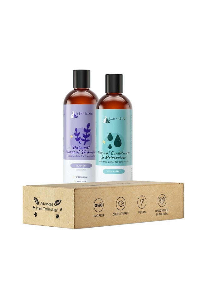 kin+kind Lavender Oatmeal Pet Shampoo + Conditioner for Itchy Dogs and Cats - Oatmeal Shampoo for Dogs and Cats, Conditioner for Dogs and Cats - Pet Natural Shampoo Plus Conditioner (Bundle) - Image 1