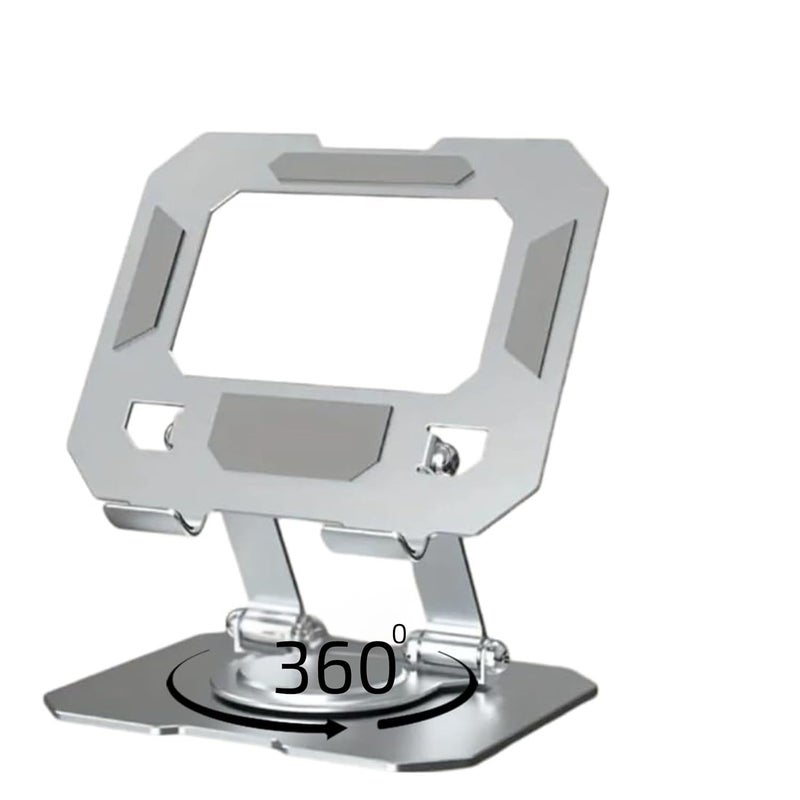 TARAVEE Aluminium Tablet Stand Holder with 360° Rotating Base,Multi Angle Adjustments Compatible for Mobile & iPad Pro 12.9, 11, 10.9, 10.2, Air, Mini, Lenovo Pad All Tab,All Tablets-(P) (Silver) - Image 1