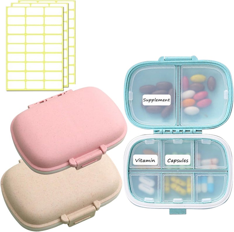 Pill Organizer for Travel - Pink and Beige