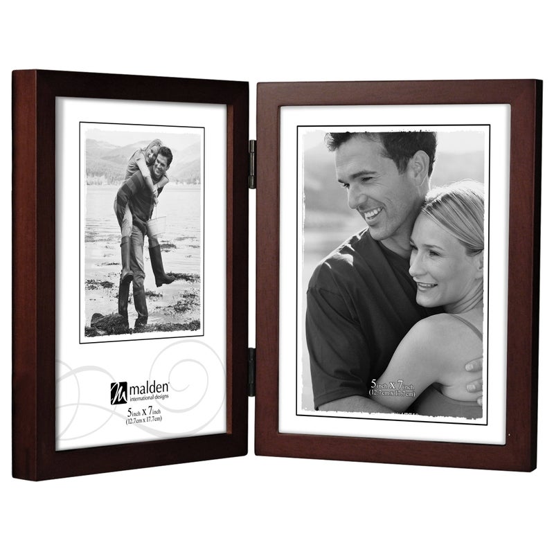 Malden Malden International Designs Dark Walnut Concept Wood Picture Frame Double Vertical 25x7 Walnut 