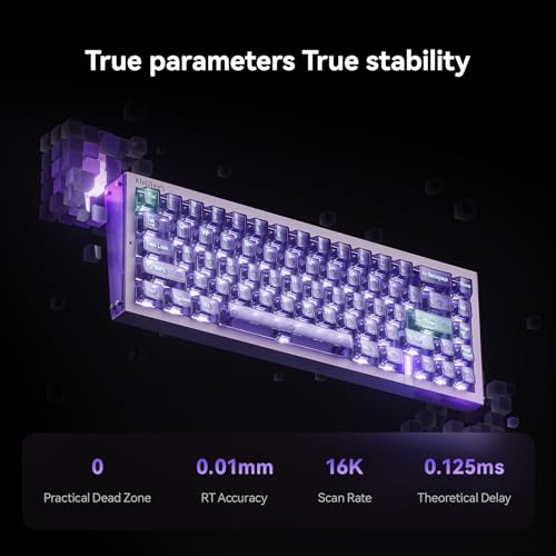 MelGeek لوحة مفاتيح ملبغ REAL67 السلكية، لوحة مفاتيح للألعاب مع إضاءة RGB، مفاتيح مغناطيسية خاصة، تفعيل سريع، قابلة للتبديل، ضغط سريع ونقطة تفعيل قابلة للتعديل، مخصصة عبر الإنترنت HIVE (بوتاسيوم شفاف بنفسجي) - Image 2