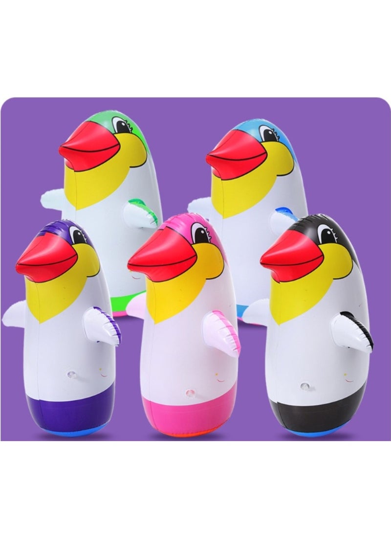 هويتك لعبة ملاكمة على شكل حيوان كرتوني على شكل بطريق قابل للنفخ بحجم متوسط ​​45 سم مع مضخة قدم - Image 3