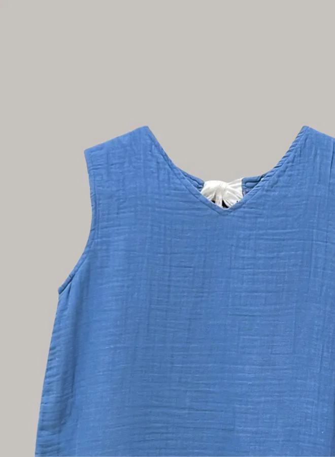 Just Nature denim blue Relaxed Fit Ruffled Hem Dress for Women | Best Price UAE
