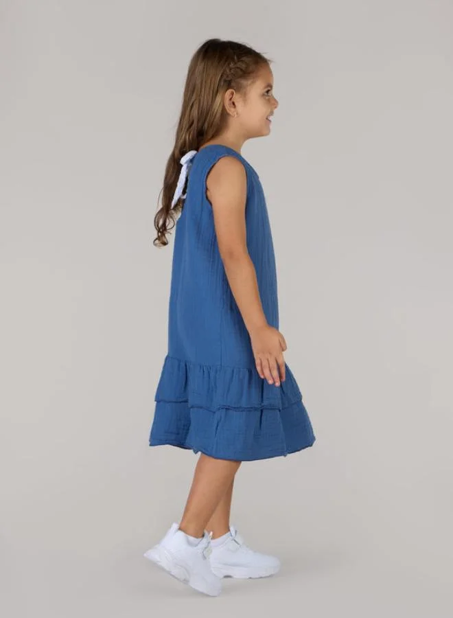 Just Nature denim blue Relaxed Fit Ruffled Hem Dress for Women | Best Price UAE