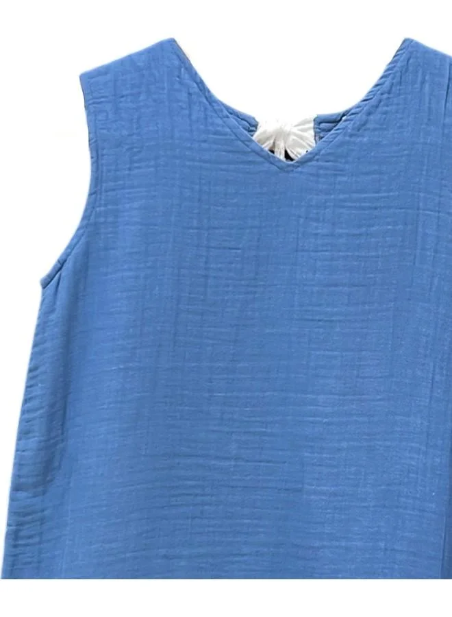 Just Nature denim blue Relaxed Fit Ruffled Hem Dress for Women | Best Price UAE