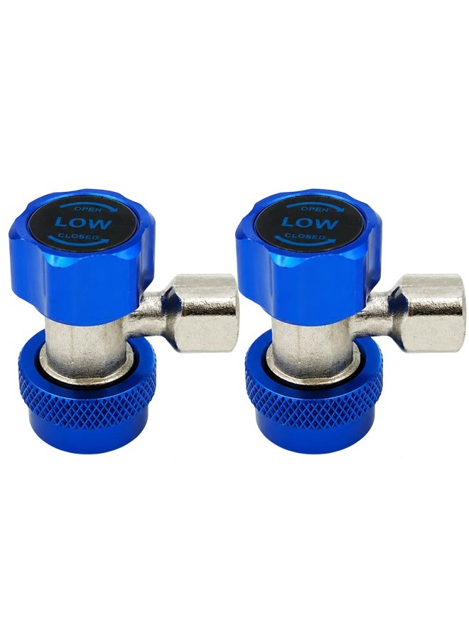 DEFAONS Universal R134A  Low Side Quick Coupler Adapter Set for Car AC Refrigerant Charging, Auto Air Conditioning Service Connector Valve, HVAC Recharge Tool Fitting, Blue Metal AC Charging Coupler for Vehicle Air Conditioner Maintenance 2PCS . NO - 4240 - Image 1