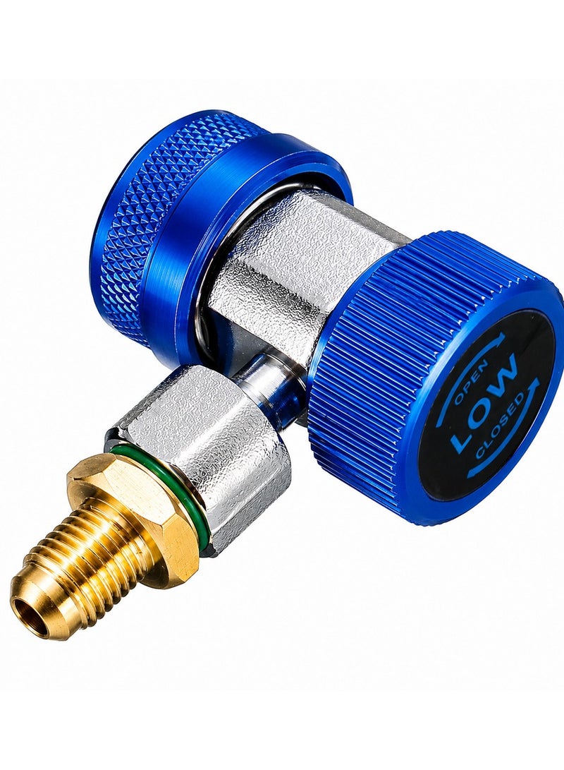 DEFAONS Universal R134A  Low Side Quick Coupler Adapter Set for Car AC Refrigerant Charging, Auto Air Conditioning Service Connector Valve, HVAC Recharge Tool Fitting, Blue Metal AC Charging Coupler for Vehicle Air Conditioner Maintenance 2PCS . NO - 4240 - Image 2