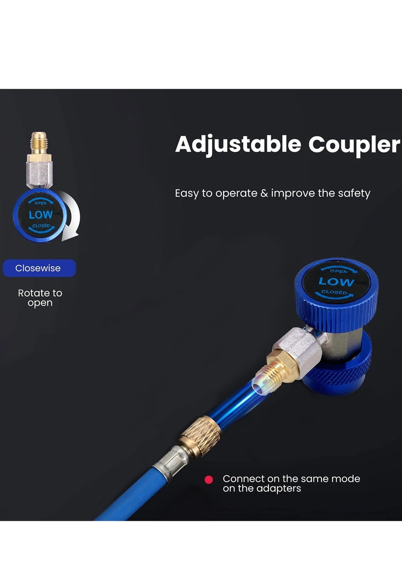 DEFAONS Universal R134A  Low Side Quick Coupler Adapter Set for Car AC Refrigerant Charging, Auto Air Conditioning Service Connector Valve, HVAC Recharge Tool Fitting, Blue Metal AC Charging Coupler for Vehicle Air Conditioner Maintenance 2PCS . NO - 4240 - Image 4