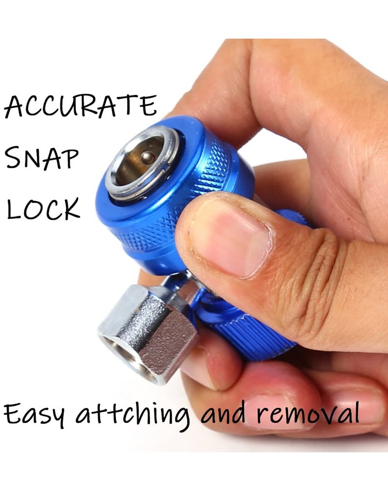 DEFAONS Universal R134A  Low Side Quick Coupler Adapter Set for Car AC Refrigerant Charging, Auto Air Conditioning Service Connector Valve, HVAC Recharge Tool Fitting, Blue Metal AC Charging Coupler for Vehicle Air Conditioner Maintenance 2PCS . NO - 4240 - Image 3