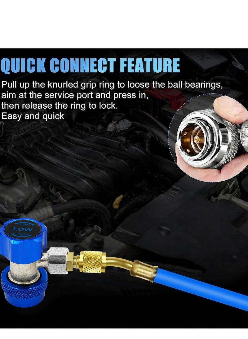 DEFAONS Universal R134A  Low Side Quick Coupler Adapter Set for Car AC Refrigerant Charging, Auto Air Conditioning Service Connector Valve, HVAC Recharge Tool Fitting, Blue Metal AC Charging Coupler for Vehicle Air Conditioner Maintenance 2PCS . NO - 4240 - Image 5