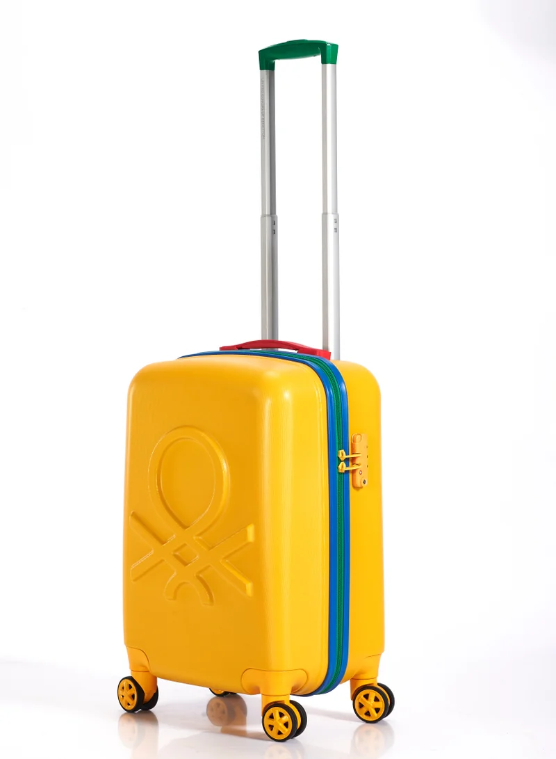 UNITED COLORS OF BENETTON BNTA-202 20Inch-Cabin Luggage with TSA Lock| Material- Acrylonitrile Butadiene Styrene| Adjustable Trolley Handle | Smooth Dual Wheels 360degree rotate| Yellow