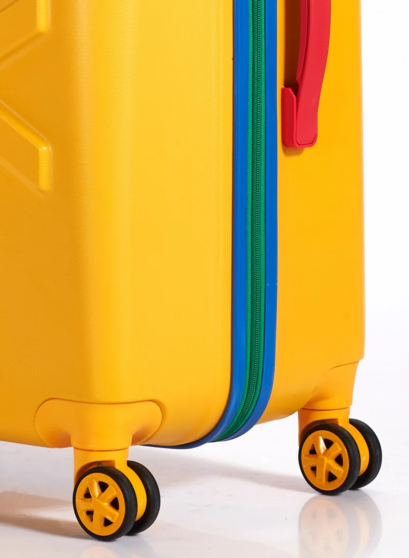 UNITED COLORS OF BENETTON BNTA-202 20Inch-Cabin Luggage with TSA Lock| Material- Acrylonitrile Butadiene Styrene| Adjustable Trolley Handle | Smooth Dual Wheels 360degree rotate| Yellow