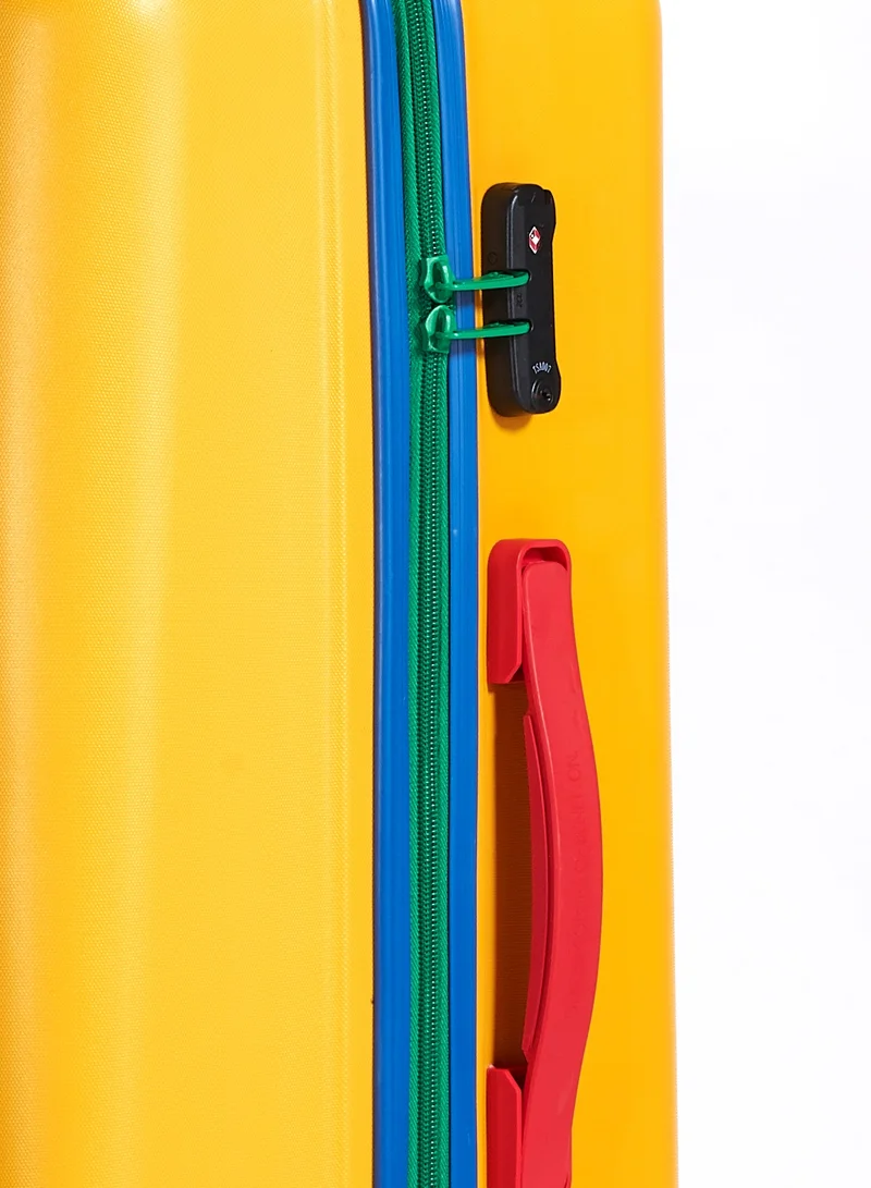 UNITED COLORS OF BENETTON BNTA-202 20Inch-Cabin Luggage with TSA Lock| Material- Acrylonitrile Butadiene Styrene| Adjustable Trolley Handle | Smooth Dual Wheels 360degree rotate| Yellow