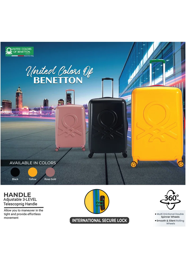UNITED COLORS OF BENETTON BNTA-202 20Inch-Cabin Luggage with TSA Lock| Material- Acrylonitrile Butadiene Styrene| Adjustable Trolley Handle | Smooth Dual Wheels 360degree rotate| Yellow