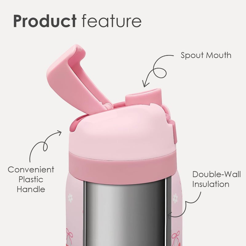 SANDJEST Cherry Insulated Stainless Steel Water Bottle with Straw for Sports and Travel, 32oz, Gifts for Women Girls Friends Teens Birthday Christmas - Image 2