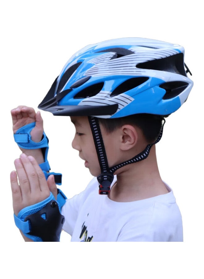 osagie Ot11 Children'S Roller Skating Helmet, Bicycle Riding Safety Helmet, One-Piece Molding With Protective Gear, Sports Balance Bike, White And Blue - Image 2