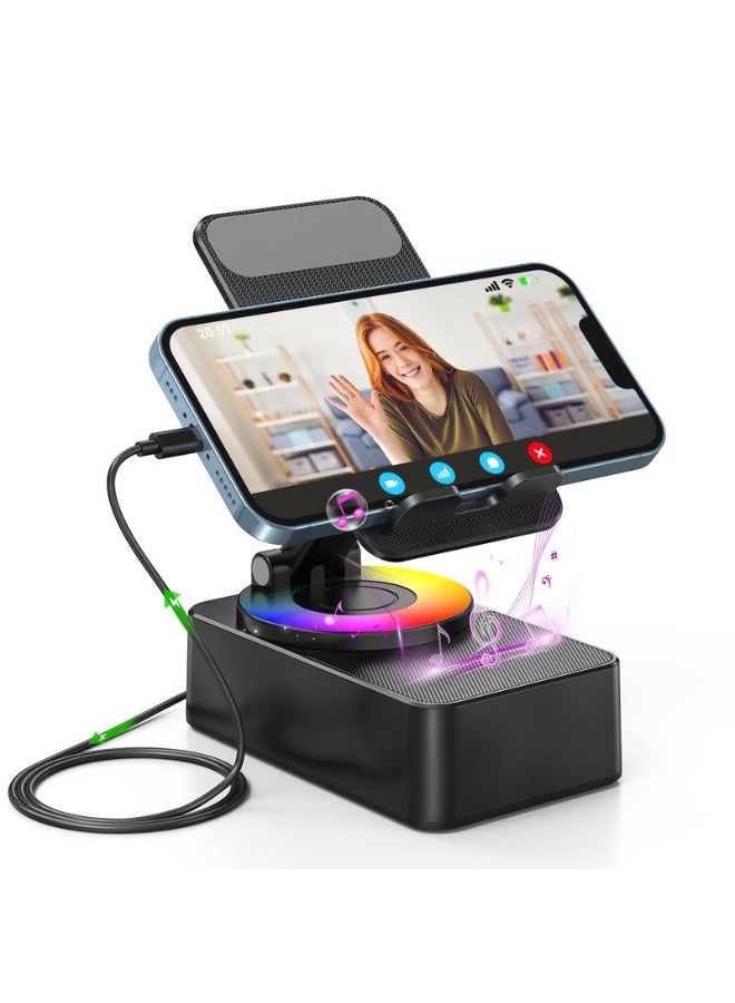 Wireless Audio Bluetooth Speaker with Emergency charging, 5in1 Phone Holder Power Bank with Colorful Ambient Light for Tablet iPhone Android  - Image 1