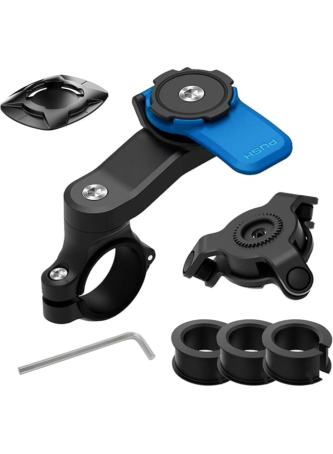 Green Tiger Bike Phone Mount, 360° Rotation Handlebar Holder for Motorcycles, Electric Bikes, Bicycles, Shock-Absorbing GPS Bracket for 4.7-7.2 Inch Smartphones (Blue) - Image 1