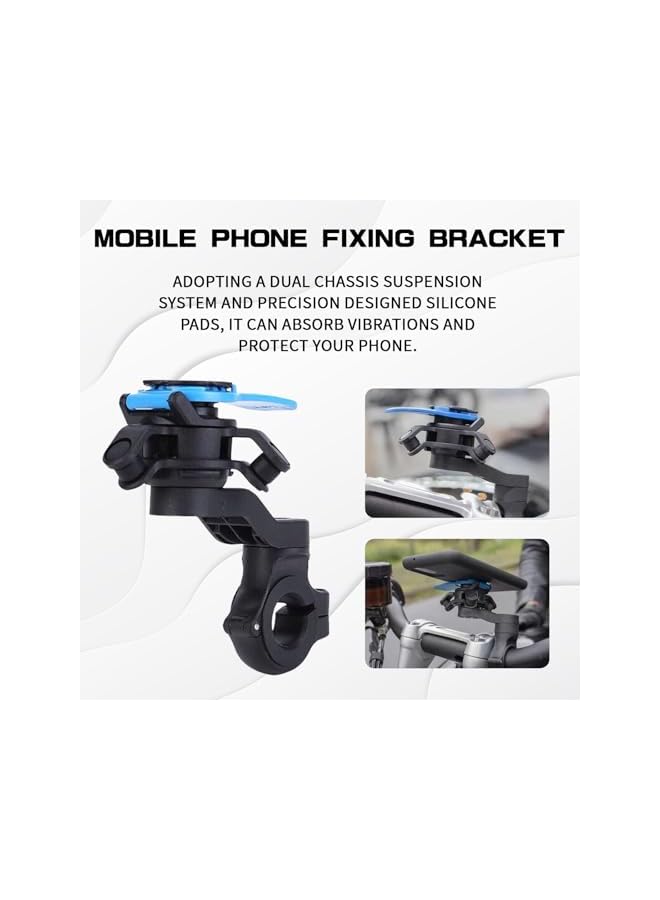 Green Tiger Bike Phone Mount, 360° Rotation Handlebar Holder for Motorcycles, Electric Bikes, Bicycles, Shock-Absorbing GPS Bracket for 4.7-7.2 Inch Smartphones (Blue) - Image 2