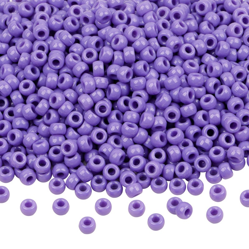 GMMA 1000 Pcs Purple Plastic Round Pony Beads for Jewelry Making DIY Bracelet Necklace Supplies
