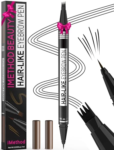 iMethod Microblading Eyebrow Pen  Eyebrow Pencil Magical 2in1 DualEnded Eye Brow Pencils for Women with 4ForkTip  Ultra Precise BrushTip Create Natural HairLike Brows Last AllDay Black