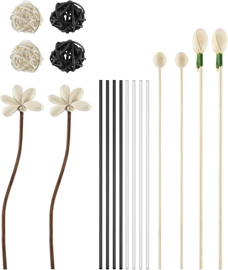 Bluecell 18 Pieces White Rattan Reed Fragrance Diffuser and Flower Replacement Refill Natural Rattan Wood Stick for Aromatherapy (Style 1) - Image 1
