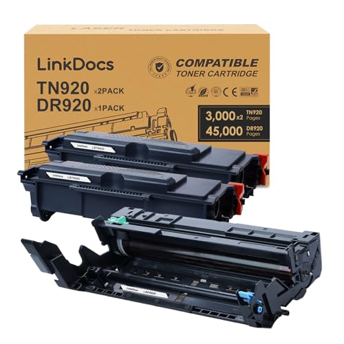 LinkDocs Compatible Toner Cartridge and Imaging Drum Set Replacement for TN920 DR920 to use with HL-L5210 L5215DW L6210DW L6217DW L6310DW L6415DW DCP-L5510DN Printer (2 Toner & 1 Drum) - Image 1