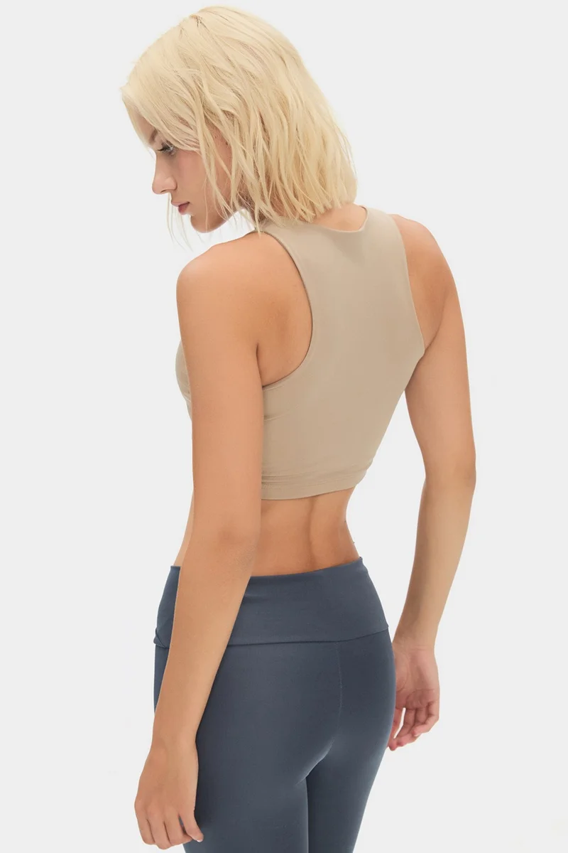 JUNE Women's White Halter Neck T-Shirt with Bra Inside